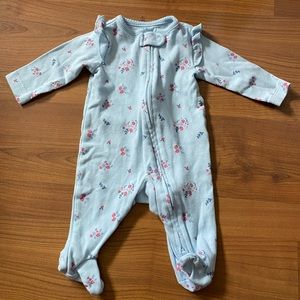 NWOT - Baby Girl pajamas with footsies and zipper down